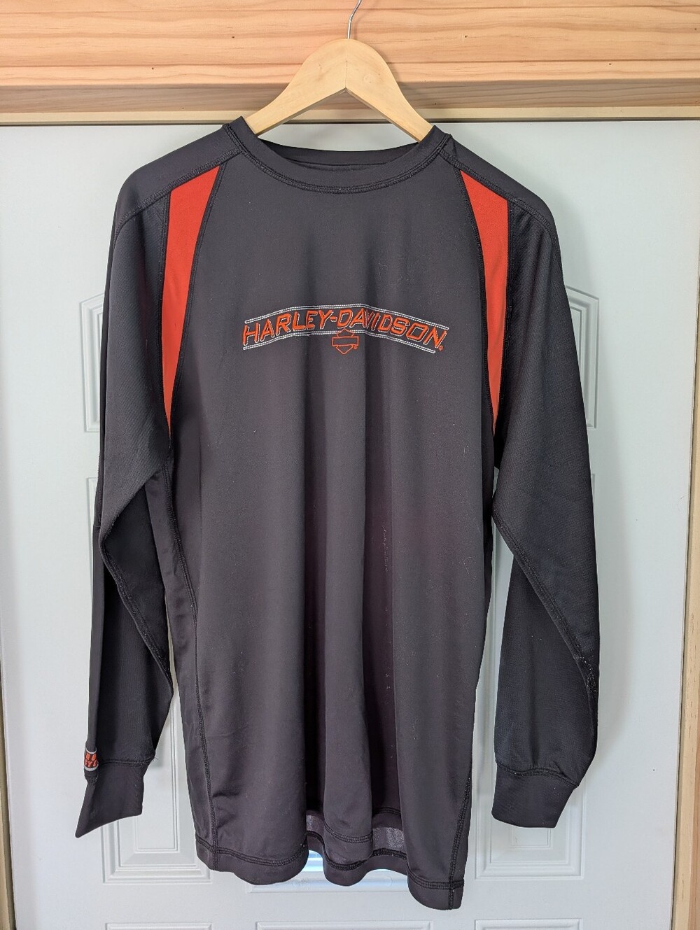 Harley-Davidson Black Long-Sleeve Crew with Orange Accent Panels